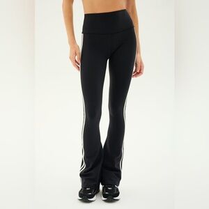 NWT Splits59 Raquel High Waist Black Flared Legging White Stripes XS